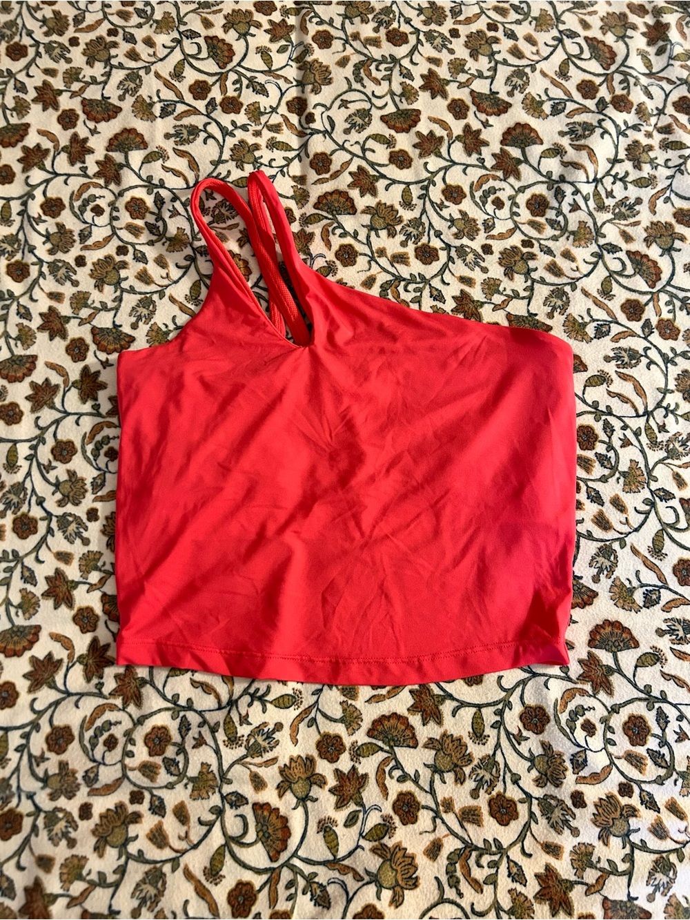 Pink one shoulder workout tank top